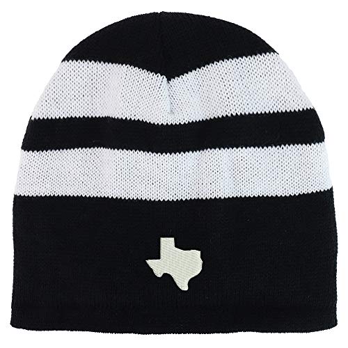 Trendy Apparel Shop Texas State Embroidered Fleece Lined Striped Short Beanie