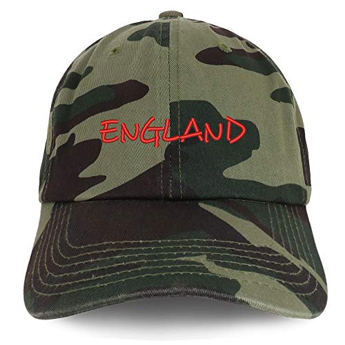 Trendy Apparel Shop England Text Embroidered Soft Crown 100% Brushed Cotton Cap
