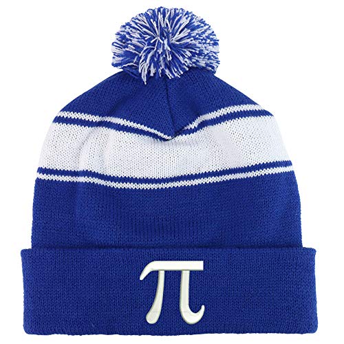Trendy Apparel Shop Pi Math Symbol Two Tone Pom Striped Long Beanie Hat