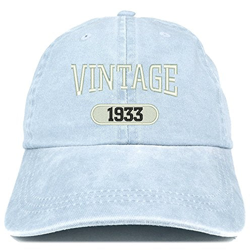 Trendy Apparel Shop Vintage 1933 Embroidered 88th Birthday Soft Crown Washed Cotton Cap