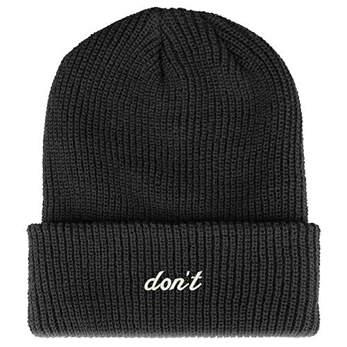 Trendy Apparel Shop Don't Embroidered Ribbed Cuffed Knit Beanie