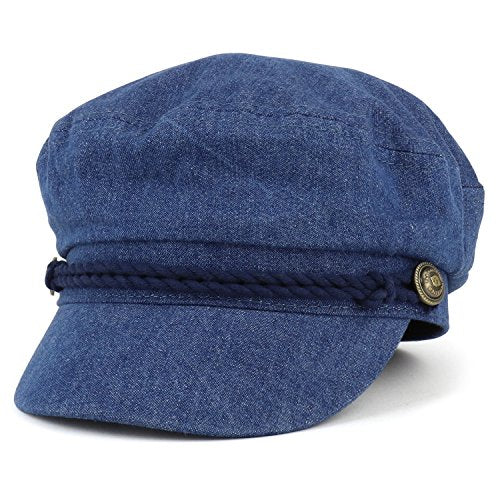 Trendy Apparel Shop Washed Cotton Denim Fisherman Newsboy Baker Boy Hat