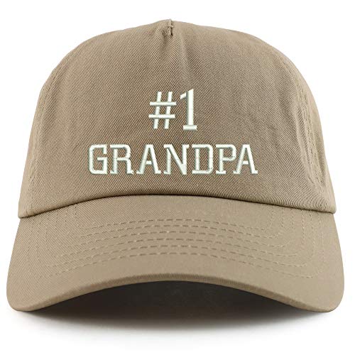 Trendy Apparel Shop Number 1 Grandpa Embroidered 5 Panel Unstructured Soft Crown Baseball Cap