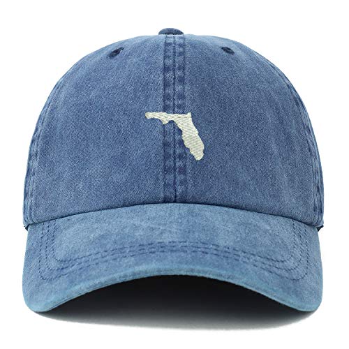Trendy Apparel Shop XXL Florida State Embroidered Unstructured Washed Pigment Dyed Baseball Cap