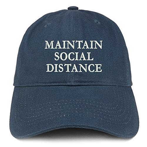 Trendy Apparel Shop Maintain Social Distance Embroidered Soft Crown Cotton Cap