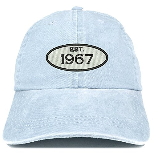 Trendy Apparel Shop Established 1967 Embroidered 54th Birthday Gift Pigment Dyed Washed Cotton Cap