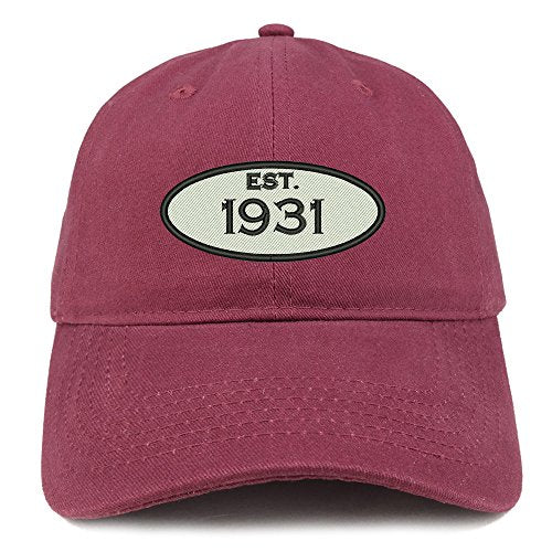 Trendy Apparel Shop Established 1931 Embroidered 90th Birthday Gift Soft Crown Cotton Cap