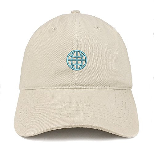 Trendy Apparel Shop Globe Emoticon Embroidered 100% Soft Brushed Cotton Low Profile Cap