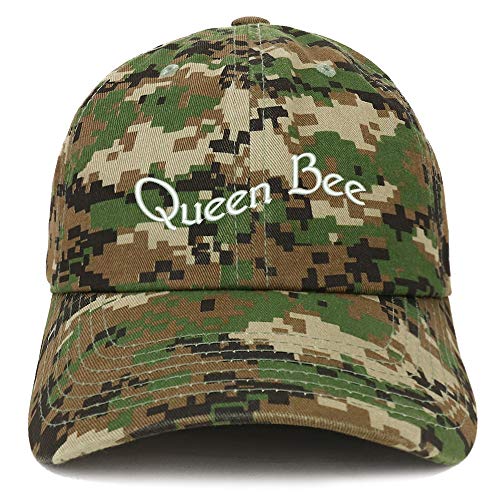 Trendy Apparel Shop Queen Bee Text Embroidered Soft Crown 100% Brushed Cotton Cap