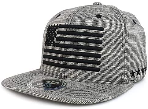 Trendy Apparel Shop USA Flag Stars and Stripes Embroidered Flatbill Snapback Cap