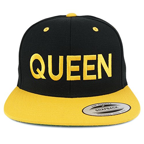 Trendy Apparel Shop Queen Two Tone Embroidered Flat Bill Snapback Cap