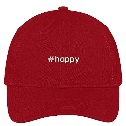 Trendy Apparel Shop Hashtag #Happy Embroidered Low Profile Soft Cotton Brushed Baseball Cap