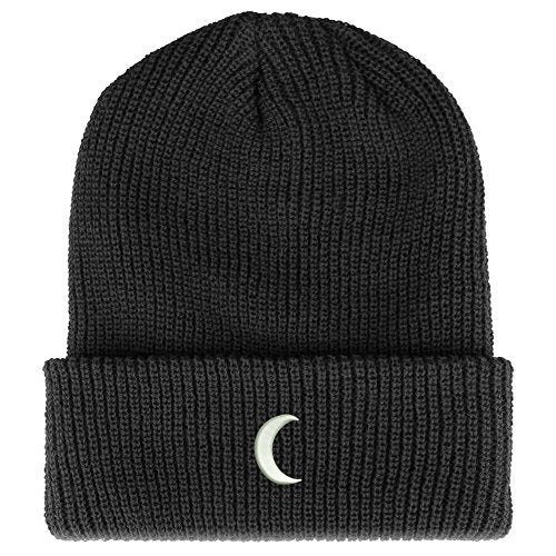 Trendy Apparel Shop Crescent Moon Embroidered Ribbed Cuffed Knit Beanie