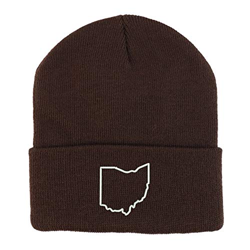 Trendy Apparel Shop Ohio State Outline Embroidered Winter Long Cuff Beanie