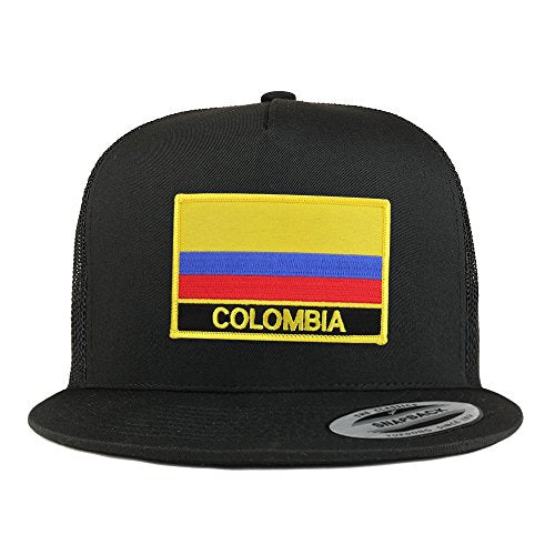 Trendy Apparel Shop Colombia Flag 5 Panel Flatbill Trucker Mesh Snapback Cap