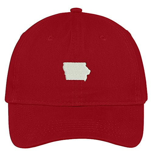Trendy Apparel Shop Iowa State Map Embroidered Low Profile Soft Cotton Brushed Baseball Cap