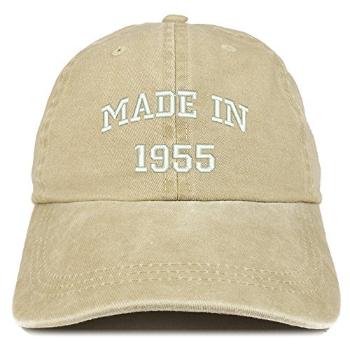 Trendy Apparel Shop Made in 1955 Text Embroidered 66th Birthday Washed Cap