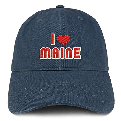 Trendy Apparel Shop I Love Maine Embroidered Soft Crown 100% Brushed Cotton Cap