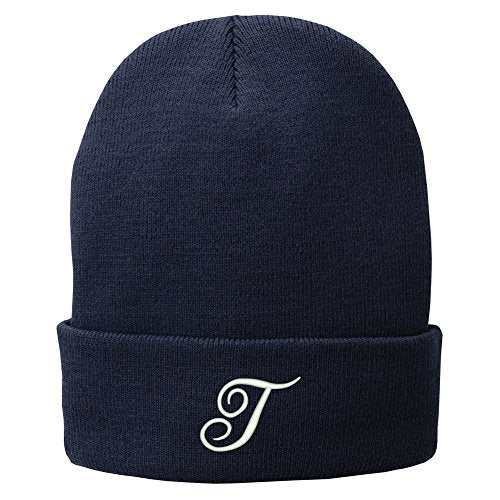 Trendy Apparel Shop Letter T Embroidered Winter Knitted Long Beanie