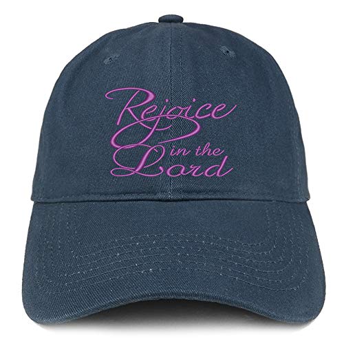 Trendy Apparel Shop Rejoice in The Lord Embroidered Soft Crown 100% Brushed Cotton Cap
