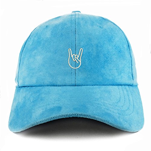 Trendy Apparel Shop Rock on Embroidered Faux Suede Leather Adjustable Cap