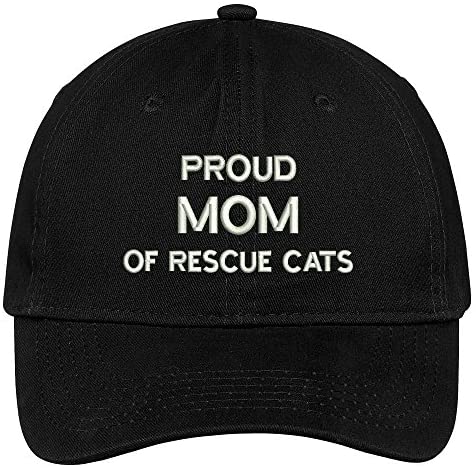 Trendy Apparel Shop Proud Mom of Rescue Cats Embroidered Soft Low Profile Cotton Cap Dad Hat