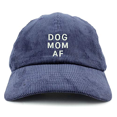 Trendy Apparel Shop Dog Mom AF Cotton Corduroy Unstructured Baseball Cap
