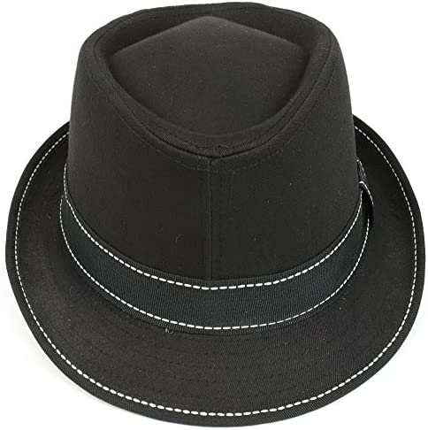 Trendy Apparel Shop 100% Cotton Fashionable Fedora with High Contrast Hatband