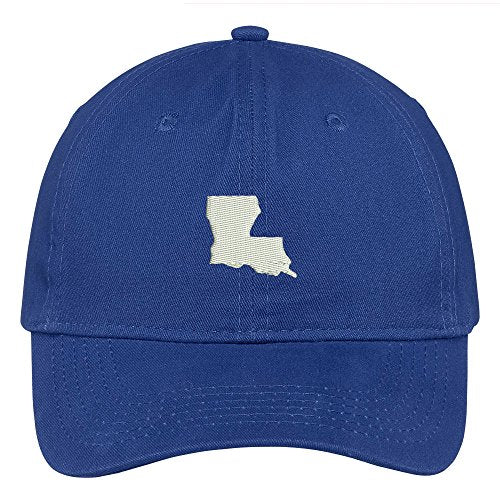 Trendy Apparel Shop Louisiana State Map Embroidered Low Profile Soft Cotton Brushed Baseball Cap