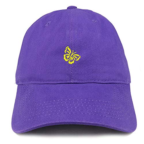 Trendy Apparel Shop Butterfly Logo Embroidered Soft Crown 100% Brushed Cotton Cap