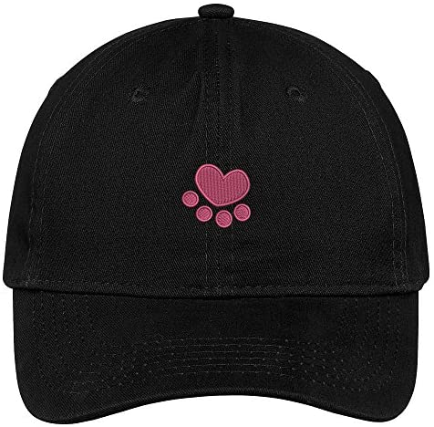 Trendy Apparel Shop Heart Paw Embroidered Low Profile Soft Cotton Brushed Baseball Cap