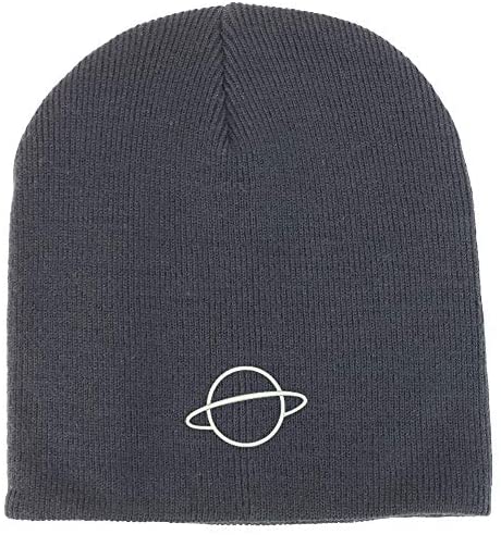 Trendy Apparel Shop Planet Embroidered Acrylic Winter Knit Skull Short Beanie