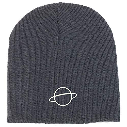 Trendy Apparel Shop Planet Embroidered Acrylic Winter Knit Skull Short Beanie