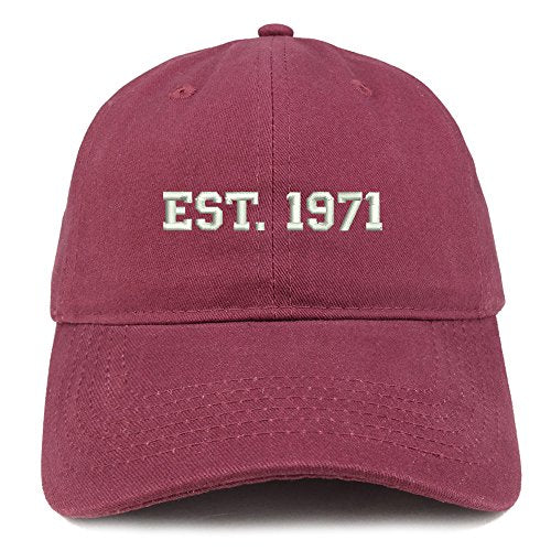 Trendy Apparel Shop EST 1971 Embroidered - 50th Birthday Gift Soft Cotton Baseball Cap