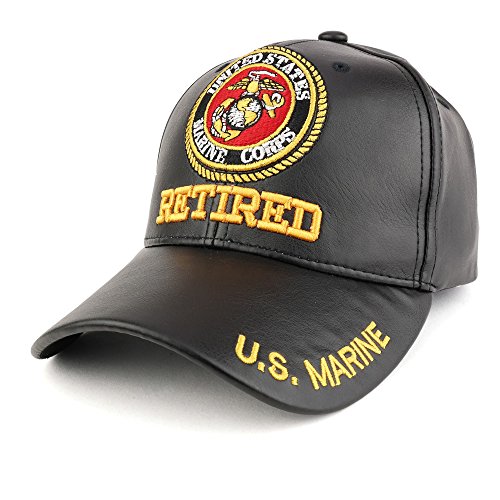 Trendy Apparel Shop U.S. Military Seal Retired 3D Embroidered PU Leather Adjustable Baseball Cap