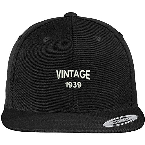 Trendy Apparel Shop Small Vintage 1939 Embroidered 80th Birthday Flat Bill Snapback Baseball Cap