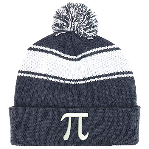 Trendy Apparel Shop Pi Math Symbol Two Tone Pom Striped Long Beanie Hat