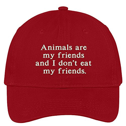 Trendy Apparel Shop Animals are My Friends and I Don't Eat Friends Embroidered Soft Brushed Cotton Low Profile Cap