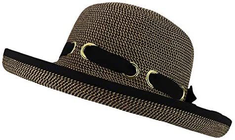 Trendy Apparel Shop UPF 50+ Kettle Brim Paper Braid Tweed Ribbon Gromet Tie Hat
