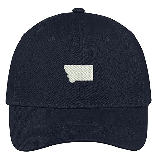 Trendy Apparel Shop Montana State Map Embroidered Low Profile Soft Cotton Brushed Baseball Cap
