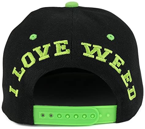 Trendy Apparel Shop Marijuana Big Green Leaf 3D Embroidered Two-Tone Flatbill Snapback Cap