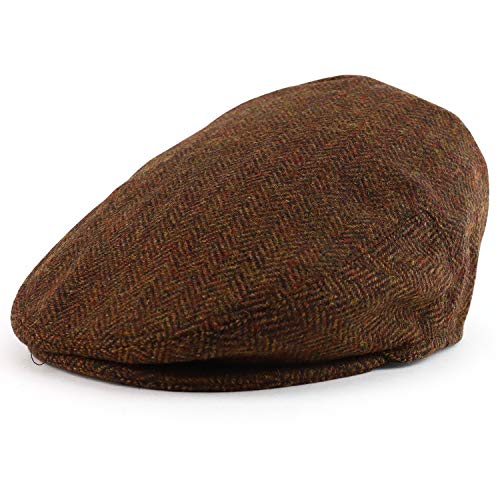 Trendy Apparel Shop Men's Herringbone Wool Blend Adjustable 3 Button Ivy Cap