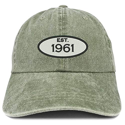 Trendy Apparel Shop 60th Birthday Established Year Washed Cotton Adjustable Cap