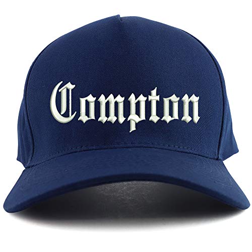 Trendy Apparel Shop Old English Compton City Embroidered Oversized 5 Panel XXL Baseball Cap