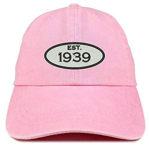 Trendy Apparel Shop Established 1939 Embroidered 82nd Birthday Gift Pigment Dyed Washed Cotton Cap