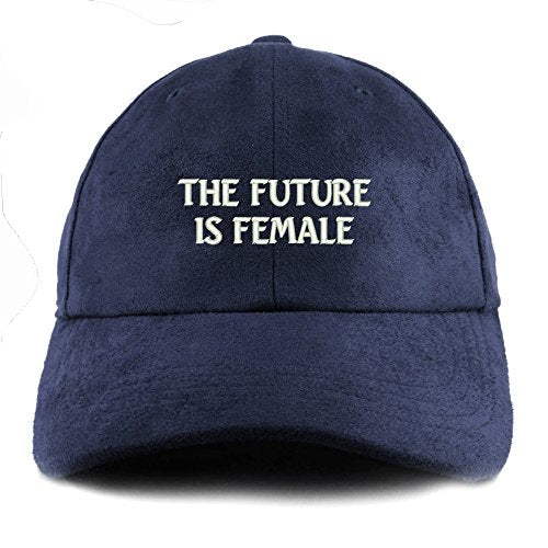 Trendy Apparel Shop The Future is Female Embroidered Faux Suede Leather Adjustable Cap