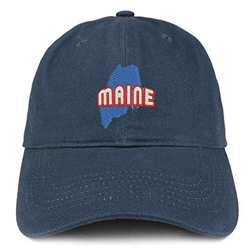 Trendy Apparel Shop Maine Map Embroidered Soft Crown 100% Brushed Cotton Cap