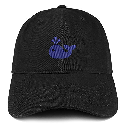 Trendy Apparel Shop Blue Whale Embroidered Soft Crown 100% Brushed Cotton Cap
