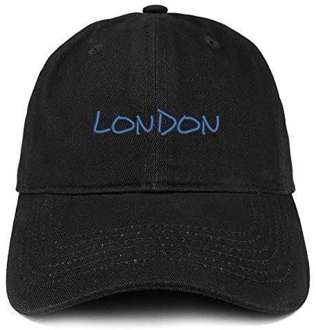Trendy Apparel Shop London Text Embroidered Soft Crown 100% Brushed Cotton Cap