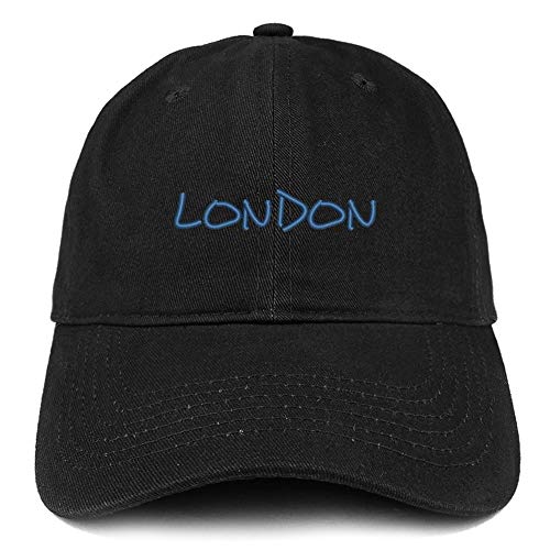 Trendy Apparel Shop London Text Embroidered Soft Crown 100% Brushed Cotton Cap